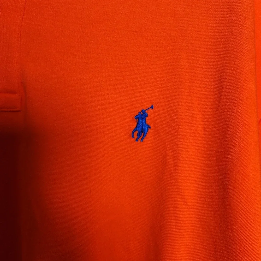 Polo Ralph Lauren Mens XL Tall Orange Polo Shirt Navy Pony 100% Cotton Classic